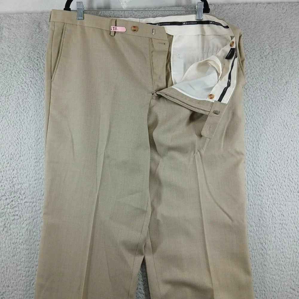 Bachrach‎ Pleated Wool Blend Dress Pants Cuffed Hem Tan Beig 42R